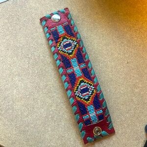 Authentic Native American Beaded Leather Bracelet